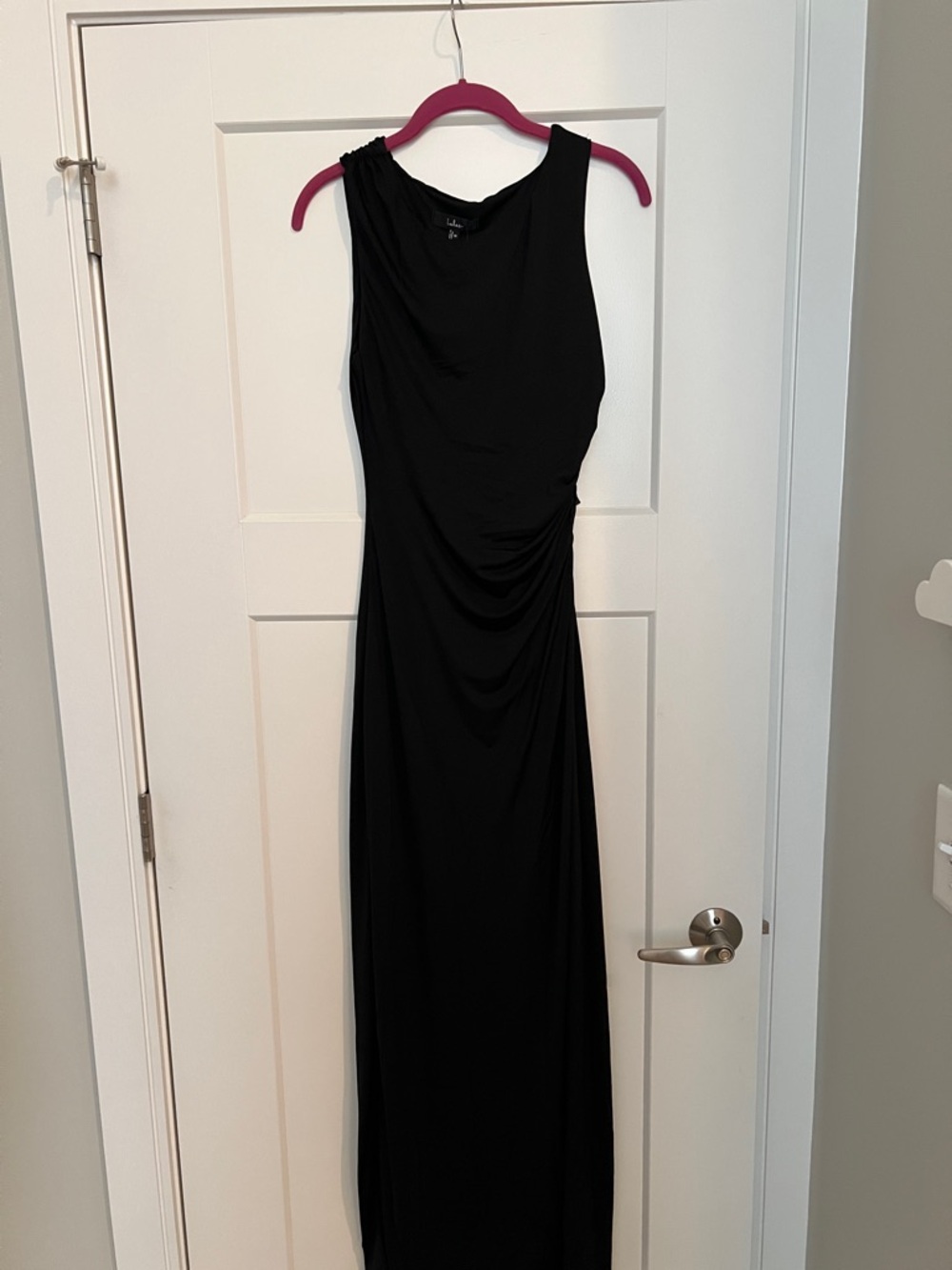 NWT! Lulu's Significant Allure Black Slinky Knit Ruched Maxi Dress